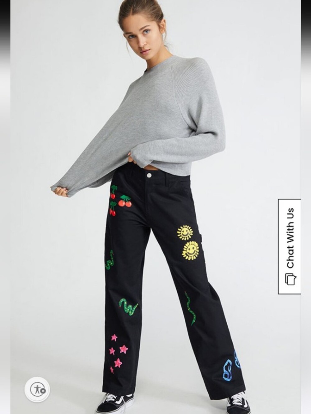 Coney Island Picnic Art Doodle Carpenter Pants Sz 24 Black